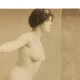 Poignant Old Photo of Nude Studio Model in Curious Pose