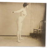 Poignant Old Photo of Nude Studio Model in Curious Pose