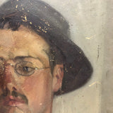 Portrait of a James Joyce-ian Looking Young Man in Hat and Glasses