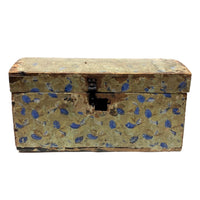 Early-Mid 19th C. Wallpapered Domed Trunk with Fantastic Blue and Newspaper Interior