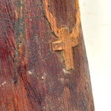 Striking (and Muscular!) Carved Monk with Very Delicate Belt and Dangling Cross
