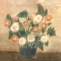 Charming French Vase of Flowers Crayon/Colored Pencil Drawing