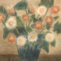 Charming French Vase of Flowers Crayon/Colored Pencil Drawing
