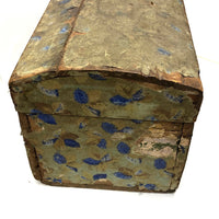 Early-Mid 19th C. Wallpapered Domed Trunk with Fantastic Blue and Newspaper Interior