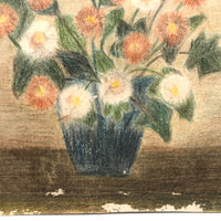 Charming French Vase of Flowers Crayon/Colored Pencil Drawing