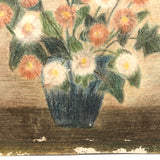 Charming French Vase of Flowers Crayon/Colored Pencil Drawing