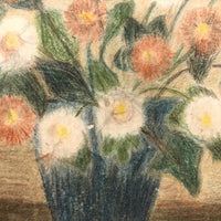 Charming French Vase of Flowers Crayon/Colored Pencil Drawing
