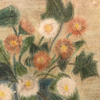 Charming French Vase of Flowers Crayon/Colored Pencil Drawing