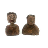 Pair of Diminuitive Old Carved Marionette Heads