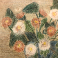 Charming French Vase of Flowers Crayon/Colored Pencil Drawing