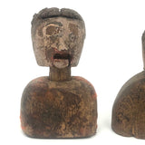 Pair of Diminuitive Old Carved Marionette Heads