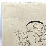 Ink Drawing on Board of Boxers, c. 1920s, Signed G. Giardenella (Some Damage)