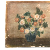 Charming French Vase of Flowers Crayon/Colored Pencil Drawing