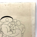 Ink Drawing on Board of Boxers, c. 1920s, Signed G. Giardenella (Some Damage)