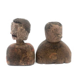 Pair of Diminuitive Old Carved Marionette Heads