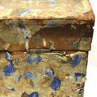 Early-Mid 19th C. Wallpapered Domed Trunk with Fantastic Blue and Newspaper Interior