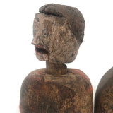 Pair of Diminuitive Old Carved Marionette Heads