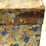 Early-Mid 19th C. Wallpapered Domed Trunk with Fantastic Blue and Newspaper Interior