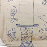 Daggers! Vintage Lewis Smith (1907-18988) Ink Drawing (with Baseball Bats on Reverse)