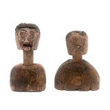 Pair of Diminuitive Old Carved Marionette Heads