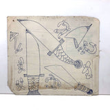 Daggers! Vintage Lewis Smith (1907-18988) Ink Drawing (with Baseball Bats on Reverse)