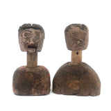 Pair of Diminuitive Old Carved Marionette Heads