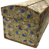 Early-Mid 19th C. Wallpapered Domed Trunk with Fantastic Blue and Newspaper Interior