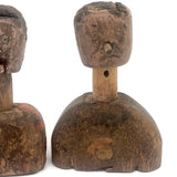 Pair of Diminuitive Old Carved Marionette Heads