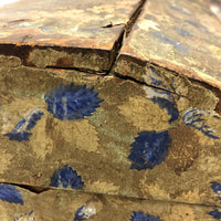 Early-Mid 19th C. Wallpapered Domed Trunk with Fantastic Blue and Newspaper Interior
