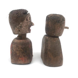 Pair of Diminuitive Old Carved Marionette Heads