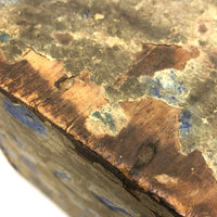 Early-Mid 19th C. Wallpapered Domed Trunk with Fantastic Blue and Newspaper Interior
