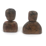 Pair of Diminuitive Old Carved Marionette Heads