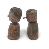 Pair of Diminuitive Old Carved Marionette Heads
