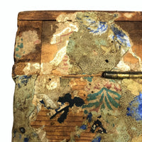 Early-Mid 19th C. Wallpapered Domed Trunk with Fantastic Blue and Newspaper Interior