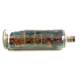 Early 20th Century Folk Art Ship in Mohan Meakin Bottle with Bridge, Houses and (Real) Rocky Shore