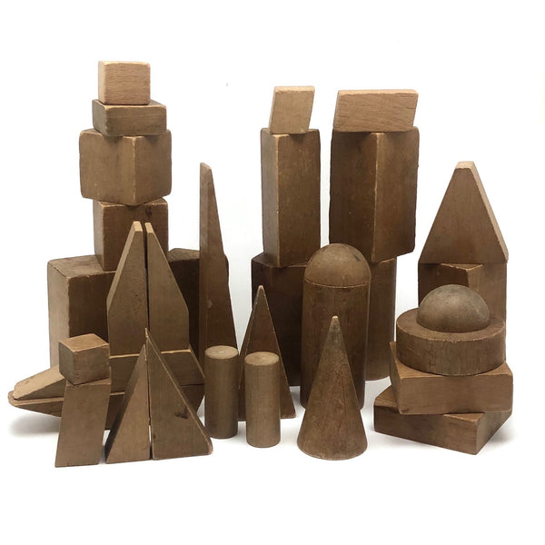 Lovely Antique Wooden Blocks, Assorted Including Many Geometic Solids