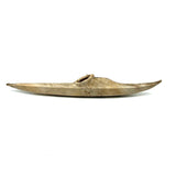 Unmanned Inuit Hide Over Wood Frame, Sinew Stitched Model Kayak, 12 Inches