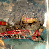 Early 20th Century Folk Art Ship in Mohan Meakin Bottle with Bridge, Houses and (Real) Rocky Shore