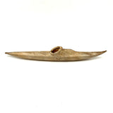 Unmanned Inuit Hide Over Wood Frame, Sinew Stitched Model Kayak, 12 Inches