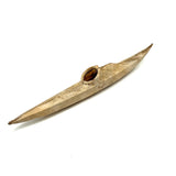 Unmanned Inuit Hide Over Wood Frame, Sinew Stitched Model Kayak, 12 Inches