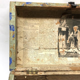 Early-Mid 19th C. Wallpapered Domed Trunk with Fantastic Blue and Newspaper Interior