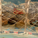 Early 20th Century Folk Art Ship in Mohan Meakin Bottle with Bridge, Houses and (Real) Rocky Shore