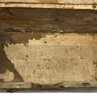 Early-Mid 19th C. Wallpapered Domed Trunk with Fantastic Blue and Newspaper Interior