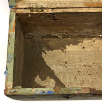 Early-Mid 19th C. Wallpapered Domed Trunk with Fantastic Blue and Newspaper Interior
