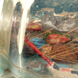 Early 20th Century Folk Art Ship in Mohan Meakin Bottle with Bridge, Houses and (Real) Rocky Shore