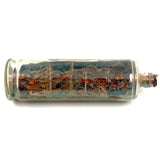 Early 20th Century Folk Art Ship in Mohan Meakin Bottle with Bridge, Houses and (Real) Rocky Shore