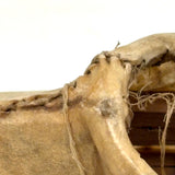 Unmanned Inuit Hide Over Wood Frame, Sinew Stitched Model Kayak, 12 Inches