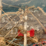Early 20th Century Folk Art Ship in Mohan Meakin Bottle with Bridge, Houses and (Real) Rocky Shore