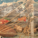 Early 20th Century Folk Art Ship in Mohan Meakin Bottle with Bridge, Houses and (Real) Rocky Shore