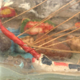 Early 20th Century Folk Art Ship in Mohan Meakin Bottle with Bridge, Houses and (Real) Rocky Shore
